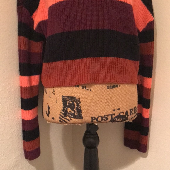 Express Womens Cropped Long Sleeve Multi-Color Striped Sweater-M - Picture 3 of 14